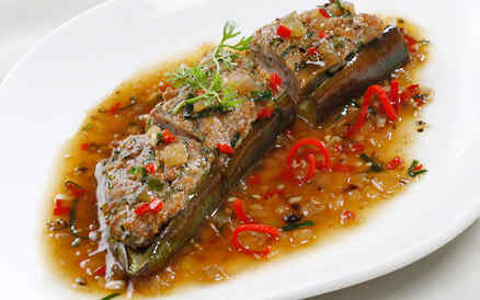 Cà tím nhồi thịt áp chảo 