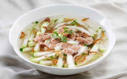 Canh bầu nấu riêu tép 