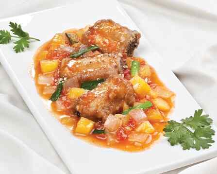 Sườn chiên xốt chua cay