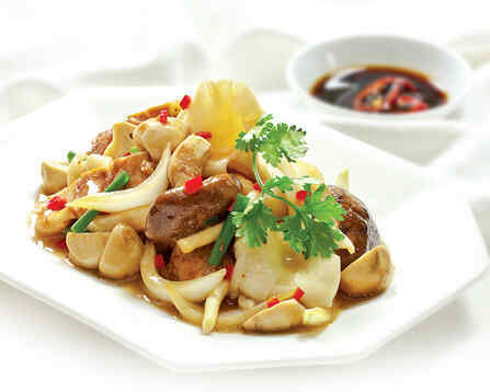 Thịt ba rọi xào nấm